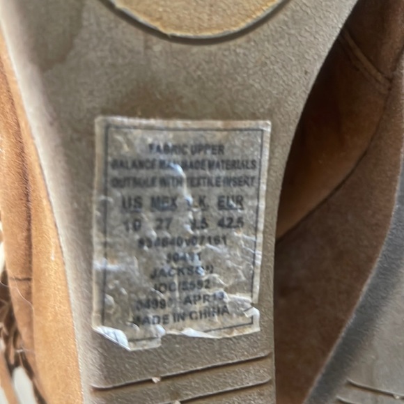 Route 66 womens rust tan faux suede fringed booties 3" wedge heels 10 - Picture 9 of 10